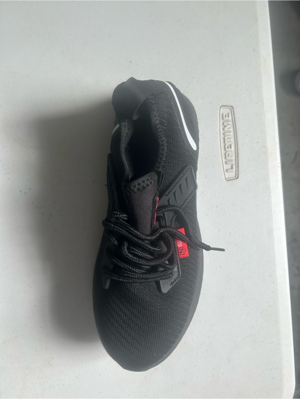 Men's Black Knit Sneakers with Red Detail - Picture 2 of 12